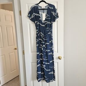 Just Female Blue and White Patterned Maxi Dress